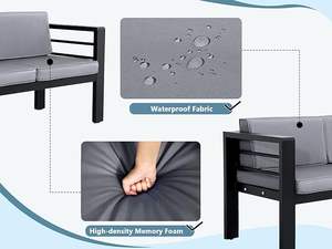 Ensembles de conversation extérieure de luxe tout temps moderne haut de gamme salon meubles de jardin en aluminium - Product Image 2