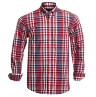 Kemeja Flanel Kotak-kotak Lengan Panjang Pria Kerah Kancing Baju Kasual Bermotif Kotak-kotak Bahan Katun Lembut Berbahan Tartan untuk Pemakaian Sehari-hari