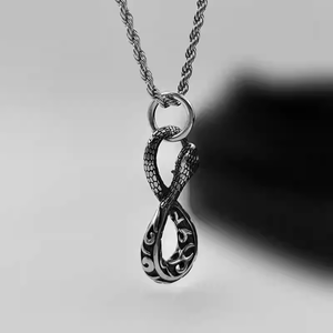 히세라 빈티지 인피니티 스네이크 목걸이 창의적인 펑크 펜던트 목걸이 티타늄 스틸 주얼리 - Product Image 3
