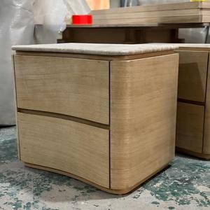 Modern Minimalist Curved Bedside Cabinet 2 Drawers Marble Top <strong>Night</strong> <strong>Stand</strong> for Hotel - Product Image 4