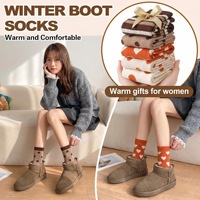 Chaussettes mi-mollet en laine thermique épaisse pour femme Whale, à pois, cœurs et rayures, tricotées, douces et chaudes, pour l'hiver et le quotidien