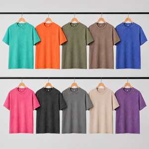 Camiseta Retro de Cuello Redondo para Hombre, 100% Algodón, Gruesa, Transpirable, Antiarrugas, Corte Regular, con Logotipo en la Espalda, Estilo Casual para Primavera/Verano - Product Image 1