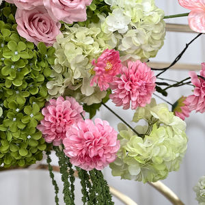 ซุ้มดอกไม้ประดิษฐ์เสมือนจริงสำหรับตกแต่งงานแต่งงาน โทนสีชมพูเขียวแสนโรแมนติก - Product Image 3