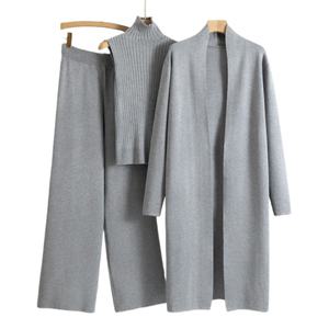 Completo Personalizzato in <span class=keywords><strong>Maglia</strong></span> di Cachemire <span class=keywords><strong>e</strong></span> Lana da Donna, <span class=keywords><strong>Set</strong></span> Tre Pezzi con <span class=keywords><strong>Cardigan</strong></span> Lungo, Gilet <span class=keywords><strong>e</strong></span> Pantaloni - Product Image 4