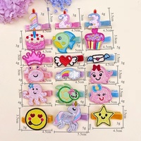 Pince à cheveux en cristal brodée d'animaux de dessin animé, avec motifs d'anniversaire, de cœur, de couronne, d'étoile et de gâteau, pince à franges non-endommageante pour