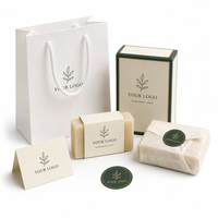Boîte cadeau de savon avec logo personnalisé, papier enduit biodégradable, emballage artisanal, ensemble complet, étiquette, sac, écologique, vente en gros