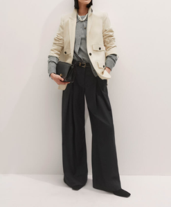 Blazer de pana color crema para mujer, manga larga, cuello con muescas, un solo botón, largo regular, color sólido, tejido de punto, para todas las estaciones - Product Image 2