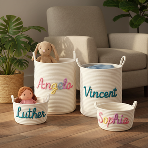 Paniers de rangement pliables en corde de coton tressée, avec poignée durable, pour aliments, cadeaux d'Halloween, conteneurs de salon - Product Image 3