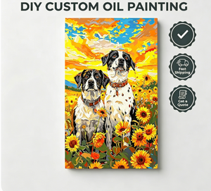 Kit <span class=keywords><strong>de</strong></span> <span class=keywords><strong>Pintura</strong></span> por Números para Adultos, Diseño Floral <span class=keywords><strong>de</strong></span> Cachorros, <span class=keywords><strong>Campo</strong></span> <span class=keywords><strong>de</strong></span> <span class=keywords><strong>Girasoles</strong></span> al Atardecer, Dos Perros con Manchas, <span class=keywords><strong>Pintura</strong></span> al Óleo sobre Lienzo DIY <span class=keywords><strong>de</strong></span> Songwoo - Product Image 1