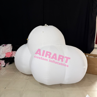 Décoration de fête, ballon nuage gonflable personnalisé, modèle de nuage publicitaire géant blanc avec lumière LED