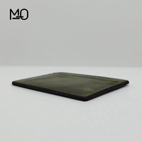 Dompet Kartu Minimalis Kulit Asli Vintage Grosir Logo Kustom Tahan Lama Ukuran Mini Tipis Tempat Kartu Kredit Bukaan Terbuka