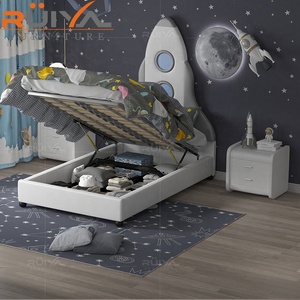 Letto Doppio per Bambini in Legno a Forma di Razzo, Design Moderno, Arredamento Morbido per la Casa - Product Image 3