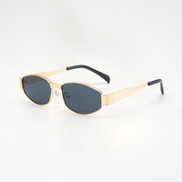 Nouvelles lunettes de soleil à monture ovale à la mode rétro, photographie de rue en métal personnalisée, lunettes de soleil anti-UV hip-hop en gros