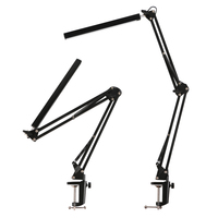 Lampe de bureau LED moderne à bras long Interrupteur USB pliable à gradation Abat-jour noir blanc pour étudier la lecture de tatouages Manucure