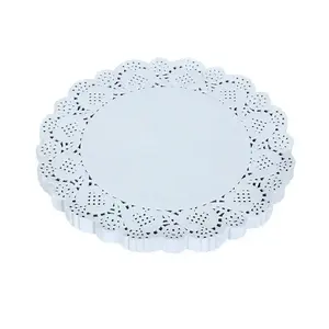 Kek, çöl, düğün için beyaz dantel yuvarlak kağıt Doilies