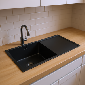 Fregadero de Cocina de Acero Inoxidable Negro, de un Solo Tazón, Rectangular, de Instalación Bajo Encimera, Diseño Moderno, Acabado Mate - Product Image 2