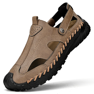Custom LOGO Men's Summer Swimming Shoes Pure Hand Made Genuine Leather <strong>Closed</strong> Toe Outdoor <strong>Sandals</strong> for Men - Product Image 1