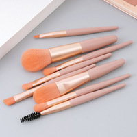 Hochwertiger Holzgriff Synthetic Private Label Anfänger Mini Makeup Brush 8 Stück Pink Cosmetic Brush Set