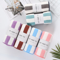 Ensemble de serviettes absorbantes en molleton corail à rayures colorées, tricotées en warp, pour le visage et le bain, idéal pour les salons de coiffure, YVJIN-1, vente en gros