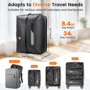 Bolsas de Viaje Impermeables al Vacío de 34L, Bolsas de Compresión al Vacío Ahorradoras de Espacio para Equipaje de Viaje, Maleta, Mochila con Bomba - Product Image 2