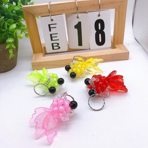 Hot Sale DIY Plastic Beads Keyrings Handmade <b>Cute</b> Women <b>Purse</b> Bag Decoration Acrylic Bead Promotion Gift Small Goldfish Keychain - Product Image 4