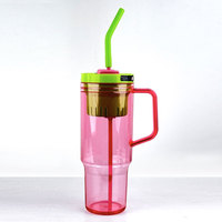 Gobelet en plastique PC sans BPA 2026 avec couvercle, paille, filtre et poignée, grande capacité 20oz 40oz, étanche, compatible lave-vaisselle, qualité alimentaire, pour voyage