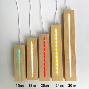 Hình chữ nhật bằng gỗ đèn LED hiển thị cơ sở đứng 3D plexiglass đèn thông minh chủ với Cáp USB cho Acrylic đèn đêm nhựa - Product Image 6