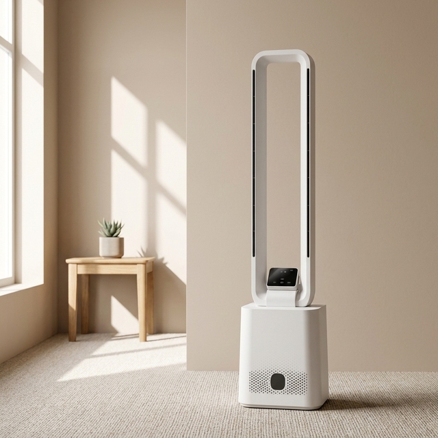 33-Inch Floor Bladeless Tower Fan with HEPA Filter Air Purifier Electric Oscillating Fan with Remote Control & Timer 3 Speeds