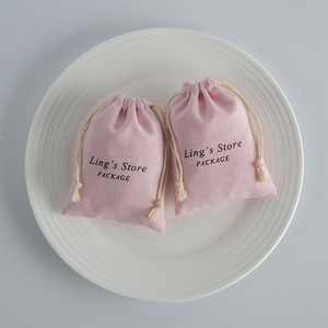 Sacs en coton avec cordon de serrage Ling's Store, rose, 7x9 cm, emballage pour bijoux, logo personnalisé - Product Image 3