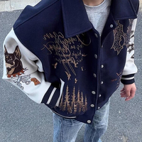 Blouson de baseball épais à imprimé lettres, style streetwear américain, robuste et élégant, coupe oversize décontractée, avec logo personnalisé pour homme