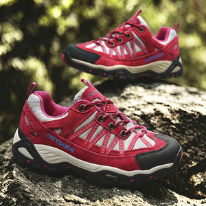 Men Outdoor Hiking Shoes Breathable Mesh Non Slip Low Top Front Laces Flat <b>Heel</b> for Mountaineering Camping - Product Image 4