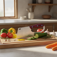 Couteau à découper la viande en acier inoxydable 4Cr13, couteau de cuisine robuste, couteau à fruits avec manche en bois, 2 pièces en métal