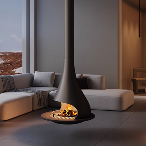 Caminetto Circolare Sospeso di Lusso <span class=keywords><strong>a</strong></span> <span class=keywords><strong>Legna</strong></span> con Fiamma Reale. Ideale per Ville, Hotel, Bed & Breakfast e Abitazioni, <span class=keywords><strong>a</strong></span> Fiamma Libera e Senza Fumo - Product Image 3