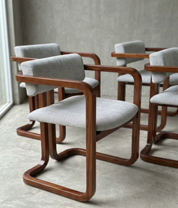 Chaise de salle à manger moderne en bois massif, design mi-siècle, assise en tissu beige, mobilier de salle à manger, lieu d'origine ID - Product Image 2