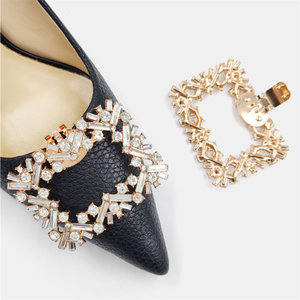 Fábrica al por mayor DIY decoración oro plata metal color aleación con Bling rhinestone rectángulo zapato clips <span class=keywords><strong>hardware</strong></span> - Product Image 3