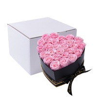 HFlora Factory Romantische 27 Stuks Ge conserveerde Eeuwige Rozen Hartvormig Langdurig 3-5 Jaar Houdbaar in Geschenkdoos Valentijn Vriendin