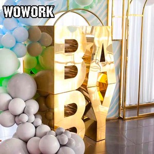WOWORK 2026 Vendita all'Ingrosso di Grandi Lettere Metalliche 3D per Decorazioni di Matrimoni, Compleanni di Bambini, Eventi, Scritta '<span class=keywords><strong>Oh</strong></span> <span class=keywords><strong>Baby</strong></span>' - Product Image 2