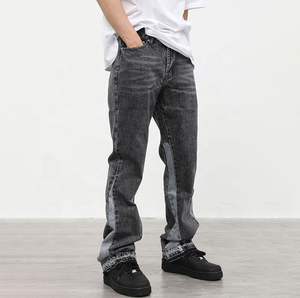 Jeans évasés pour hommes, <span class=keywords><strong>nouvelle</strong></span> conception estivale, patchwork, style hip-hop, denim délavé - Product Image 4