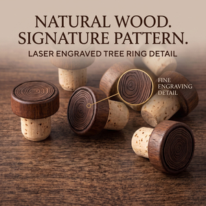 Tapón de Corcho Natural WeWood Tree Ring de Vietnam para Botellas de Whisky, Ron, Ginebra, Licores y Vino - Product Image 1