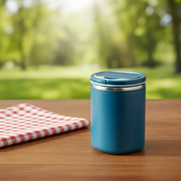 Boîte à lunch pour bébé en acier inoxydable anti-fuite avec couvercle en plastique, poignée, cuillère pliable - Sans BPA, écologique, portable, 550 ml, compatible lave-vaisselle