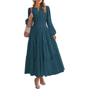 Falda de Moda para <span class=keywords><strong>Mujer</strong></span>, Otoño-Primavera 2025, Superventas, Cuello en V, con Volantes, Ajustada, de Manga Larga y Capas - Product Image 1