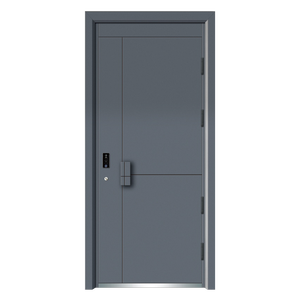 China 6 Panel 6 Lite imprimado superficie de grano blanco entrada exterior puerta de acero con jamba de puerta de madera de pino - Product Image 3