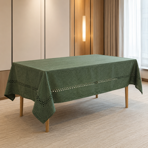 Wholesale Tablecloth 200 GSM Polyester Linen Look Laser Cut Rectangle <b>Table</b> <b>Cover</b> for Hotel Banquet Supply - Product Image 1