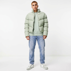 Veste matelassée noire sur mesure pour homme grande taille avec tissu en toile, séchage rapide et respirant, service OEM, style streetwear - Product Image 1