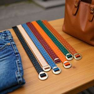 Cinturón de cuero PU trenzado grueso de 7 cm x 110 cm con hebilla metálica para mujeres y hombres, accesorio de moda. - Product Image 2