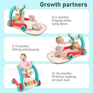 Zhorya 2 In1 Pedal Piano Baby Walker Toy Baby Activity Gym Baby Play Mat With Light And Music