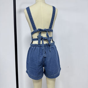 Combinaison <span class=keywords><strong>en</strong></span> <span class=keywords><strong>jean</strong></span> décontractée pour femme, style Channel, été 2026, sans manches, taille élastique, jambe large, bretelles réglables - Product Image 4