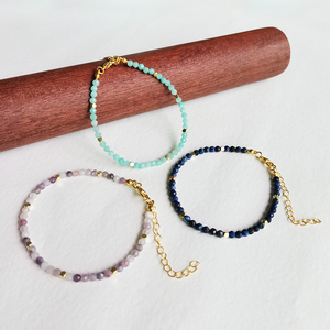 4mm Faceted Natural Stone <b>Bracelet</b>, Amazonite Lapis Lazuli Jewelry for Mother's Day Gift Shop Bulk - Product Image 5