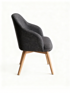 Modern <b>Armchair</b> for Home Office & Hotel Comfortable Leisure Chair with Wood Panel Fabric <b>Dining</b> Room Furniture - Product Image 6