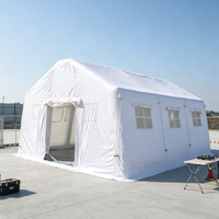 Tente pneumatique de plage et pique-nique double couche blanche 6,02m x 5,05m x 3,1m, portable, facile à gonfler, grande, imperméable, pour toutes les saisons